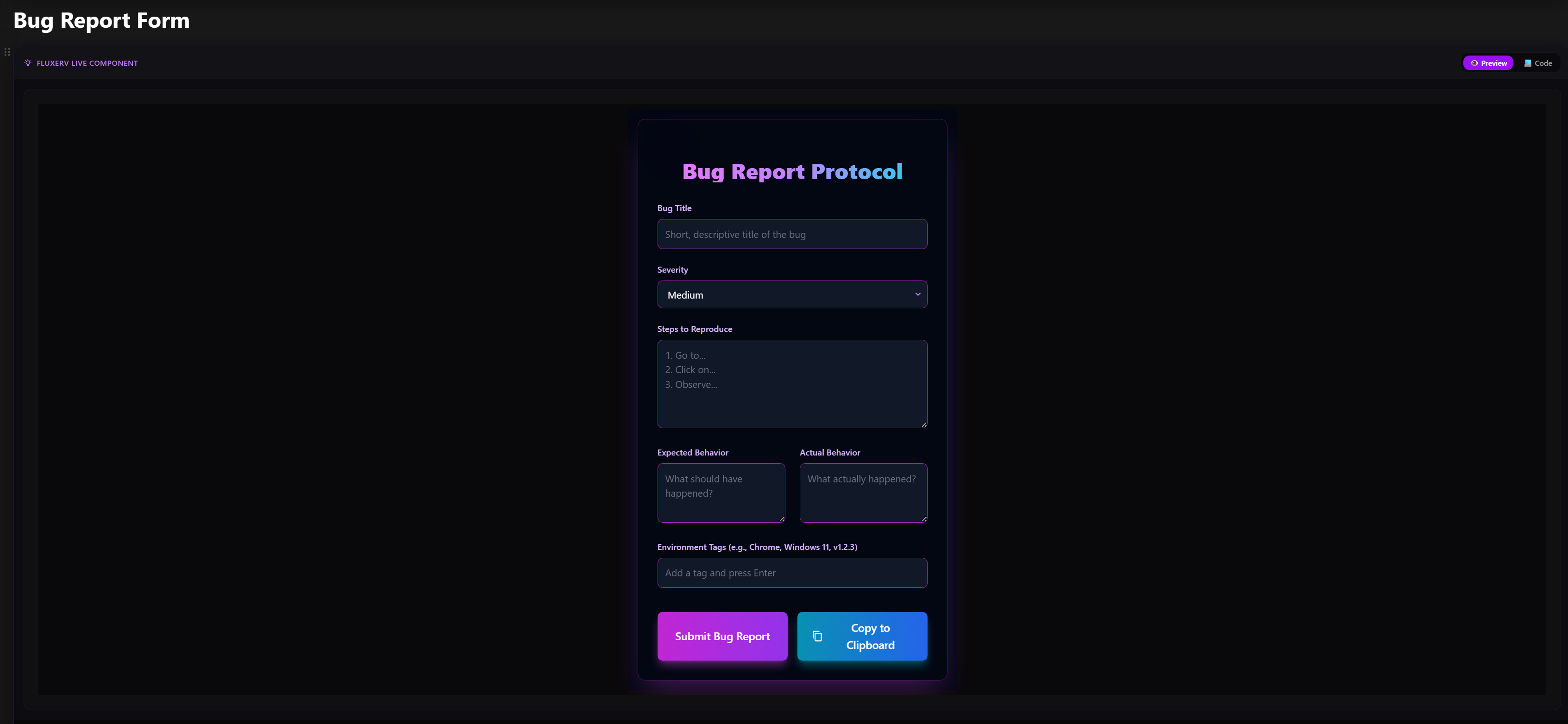 Bug Report Checklist
