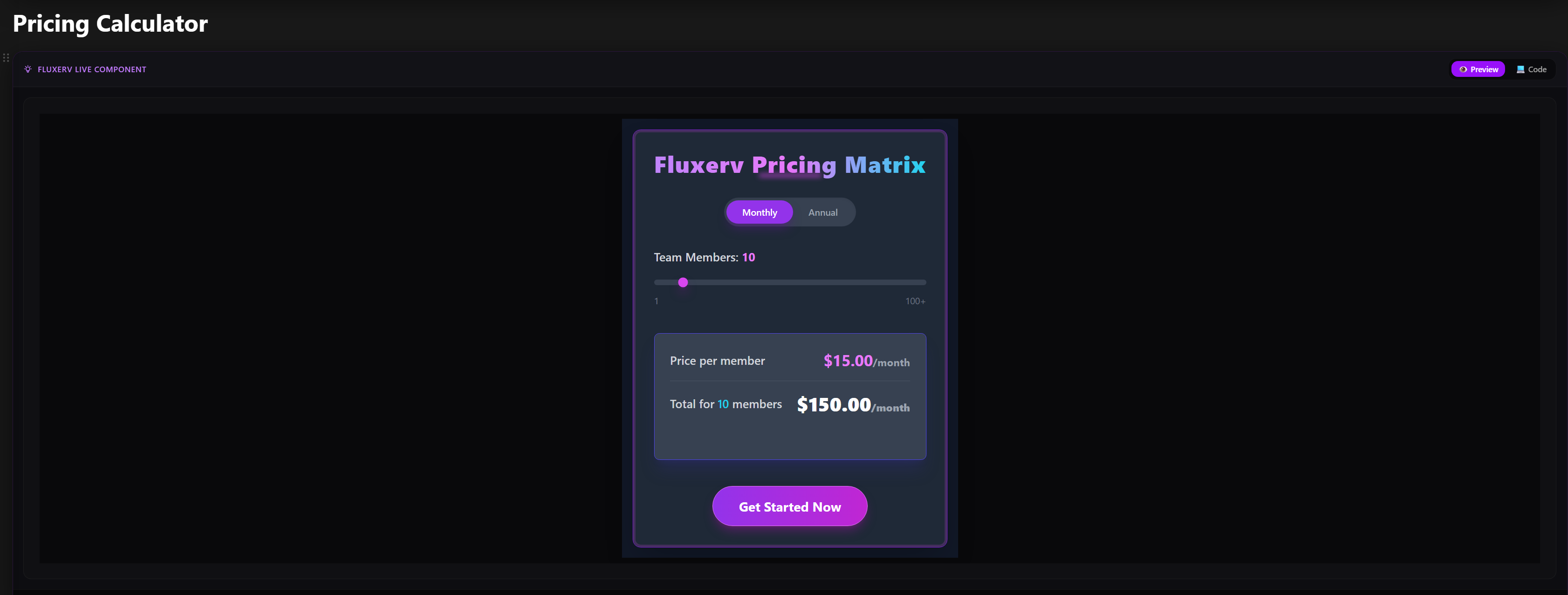 Pricing Calculator